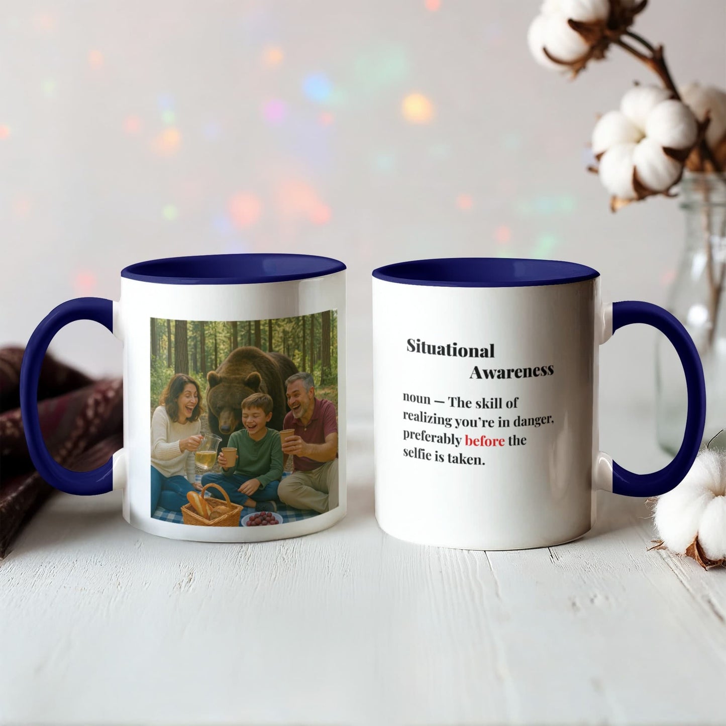 ShineOn Fulfillment Drinkware 11 oz. / Midnight Blue Bear Situational Awareness Coffee Mug - GHR1169