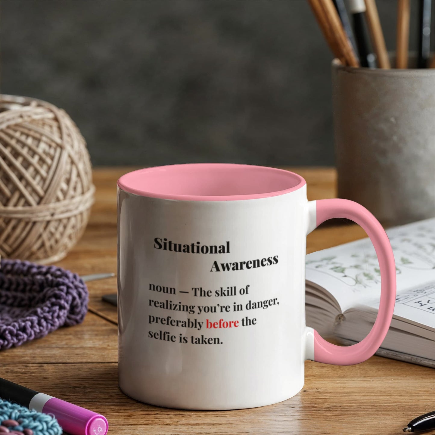 ShineOn Fulfillment Drinkware 11 oz. / Pink Bear Situational Awareness Coffee Mug - GHR1169
