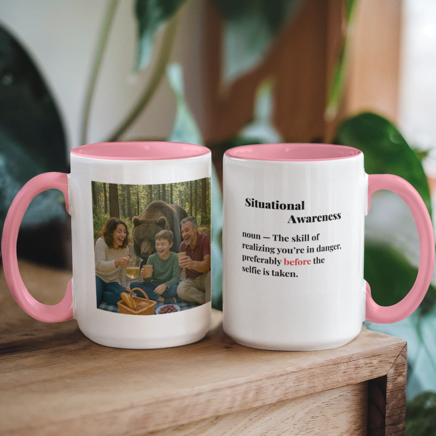 ShineOn Fulfillment Drinkware 15 oz. / Pink Bear Situational Awareness Coffee Mug - GHR1169