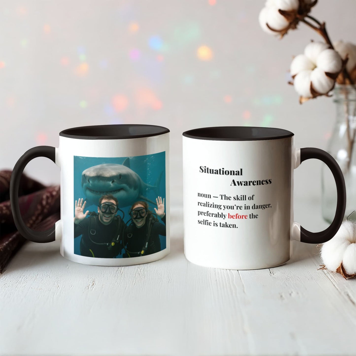 ShineOn Fulfillment Drinkware Shark Situational Awareness Coffee Mug - GHR1161