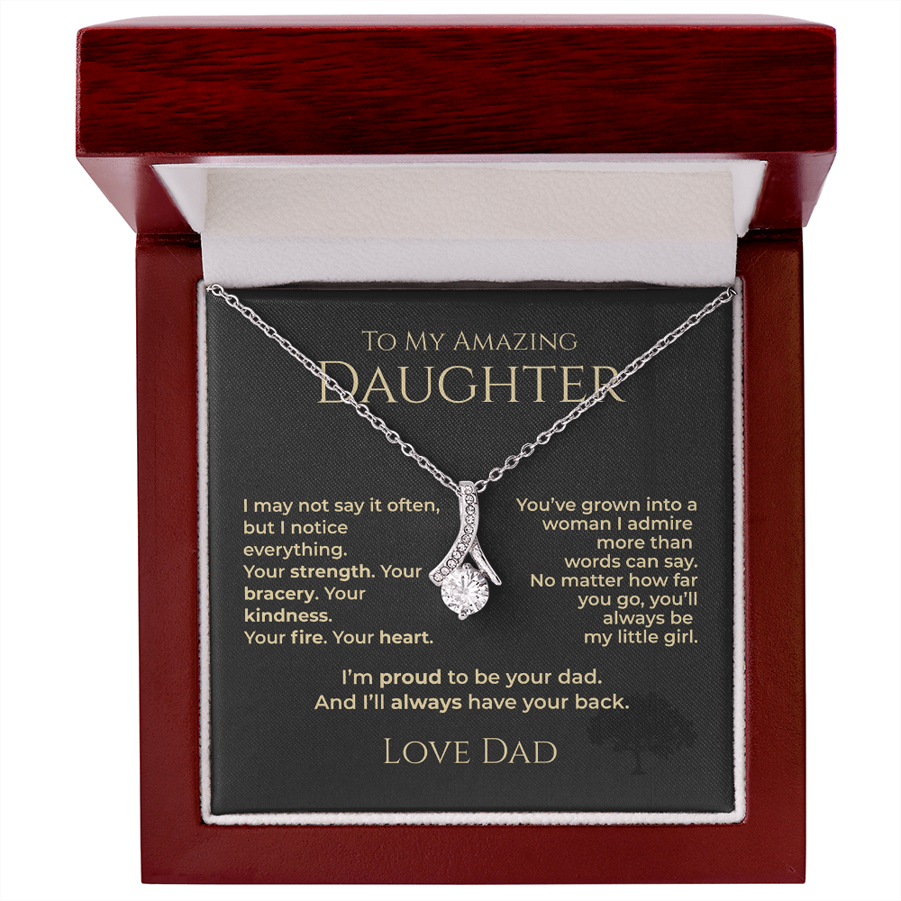 ShineOn Fulfillment Jewelry 14k White Gold Finish / Luxury Box To My Amazing Daughter - Alluring Beauty Necklace - GHR1188