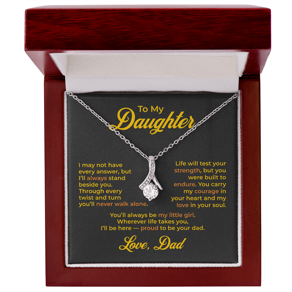 ShineOn Fulfillment Jewelry 14k White Gold Finish / Luxury Box To My Daughter – Alluring Beauty Necklace - GHR1196