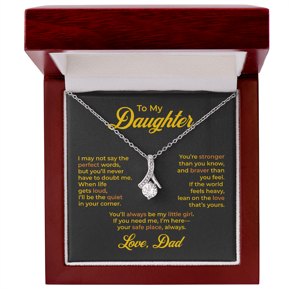 ShineOn Fulfillment Jewelry 14k White Gold Finish / Luxury Box To My Daughter – Alluring Beauty Necklace - GHR1198