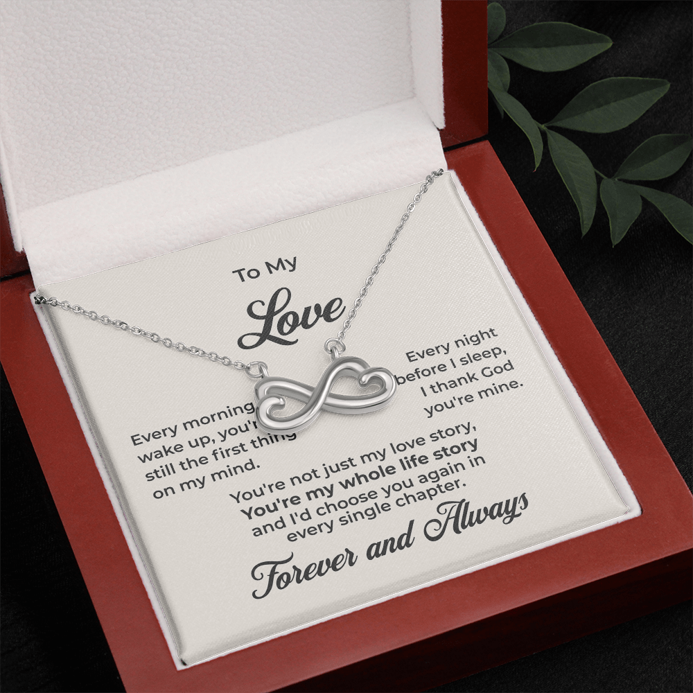 ShineOn Fulfillment Jewelry 14k White Gold Finish / Luxury Box To My Love - Endless Love Necklace - GHR1159