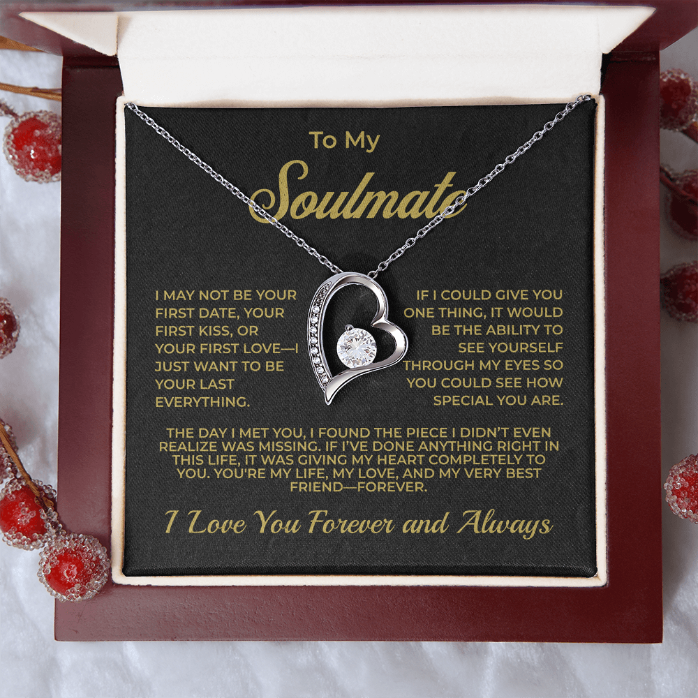 ShineOn Fulfillment Jewelry 14k White Gold Finish / Luxury Box To My Soulmate - Forever Love Necklace