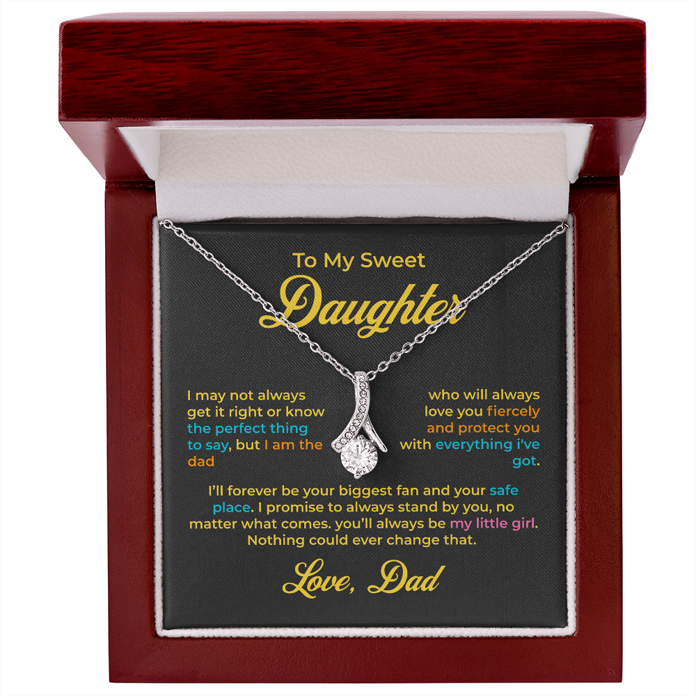 ShineOn Fulfillment Jewelry 14k White Gold Finish / Luxury Box To My Sweet Daughter - Alluring Beauty Necklace - GHR1190