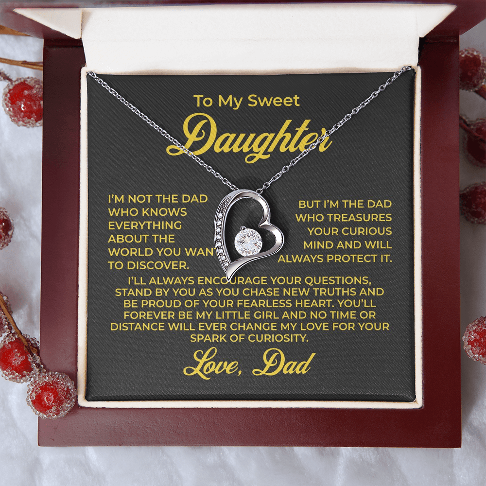 ShineOn Fulfillment Jewelry 14k White Gold Finish / Luxury Box To My Sweet Daughter - Forever Love Necklace - GHR1097