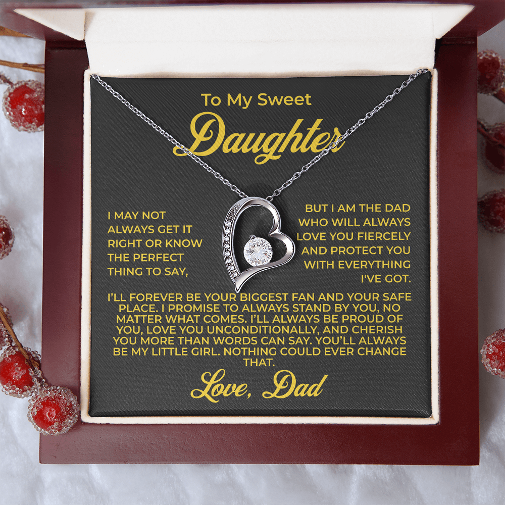 ShineOn Fulfillment Jewelry 14k White Gold Finish / Luxury Box To My Sweet Daughter - Forever Love Necklace - GHR1108