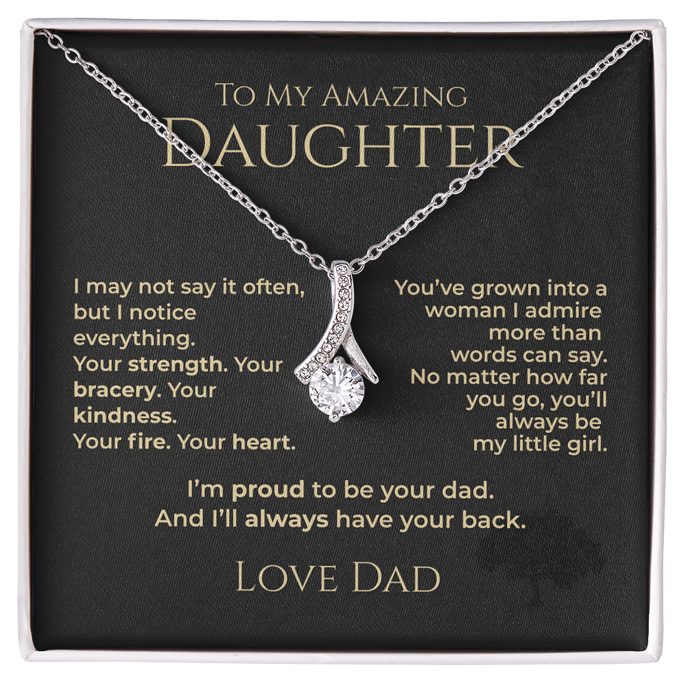 ShineOn Fulfillment Jewelry 14k White Gold Finish / Standard Box To My Amazing Daughter - Alluring Beauty Necklace - GHR1188