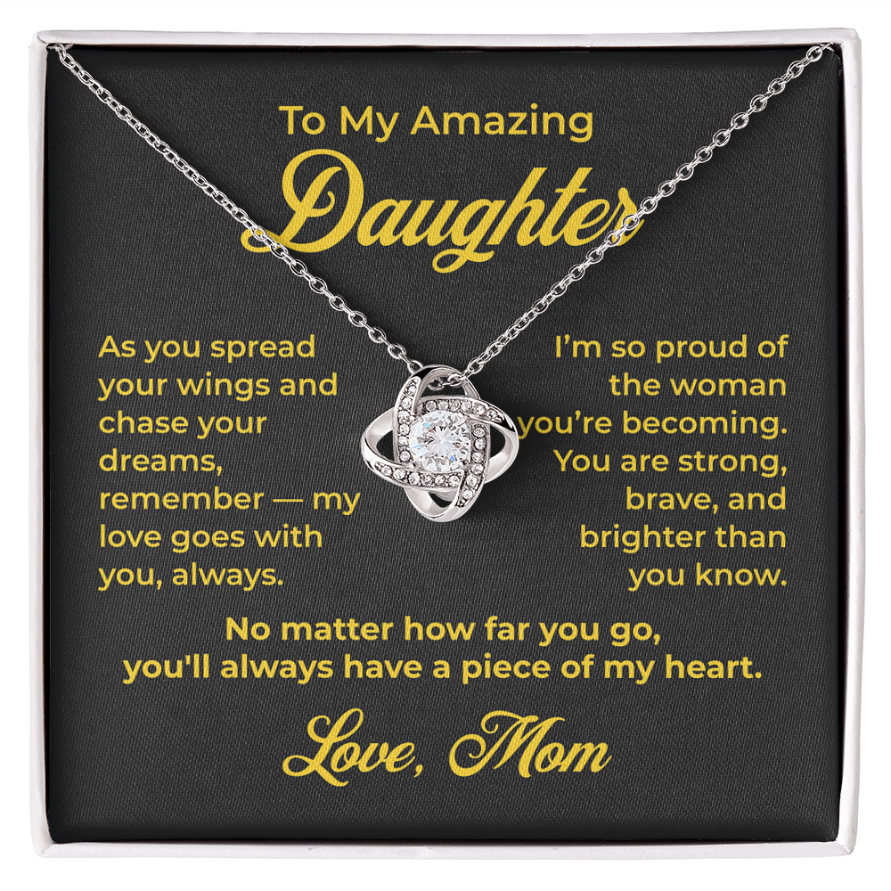 ShineOn Fulfillment Jewelry 14K White Gold Finish / Standard Box To My Amazing Daughter - Love Knot Necklace - GHR1185