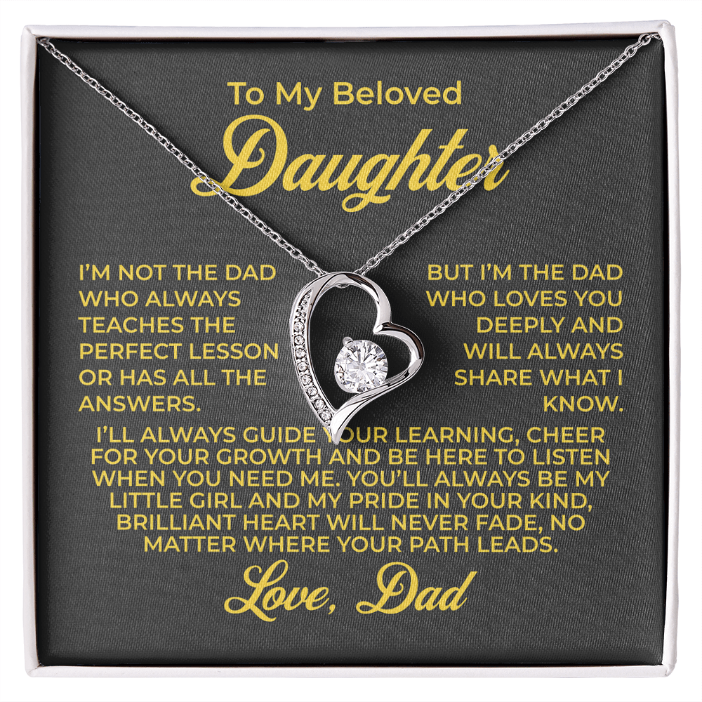 ShineOn Fulfillment Jewelry 14k White Gold Finish / Standard Box To My Beloved Daughter - Forever Love Necklace - GHR1102