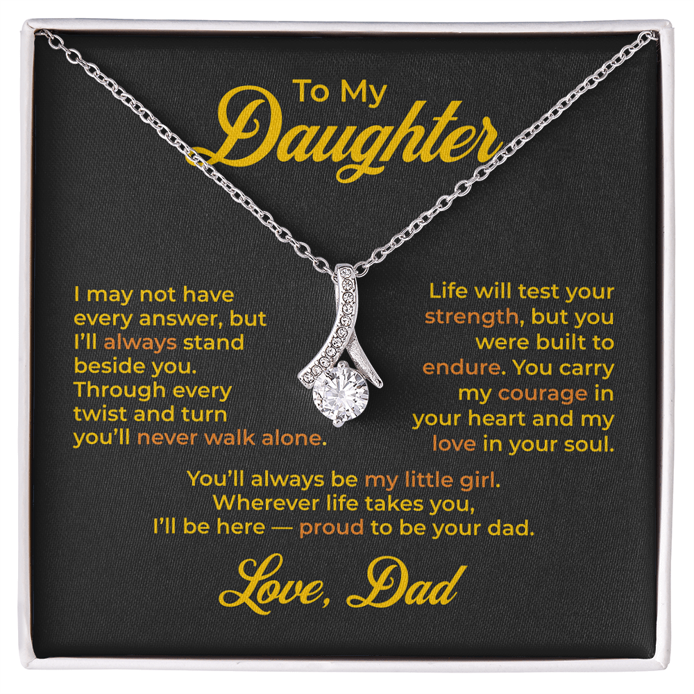 ShineOn Fulfillment Jewelry 14k White Gold Finish / Standard Box To My Daughter – Alluring Beauty Necklace - GHR1196