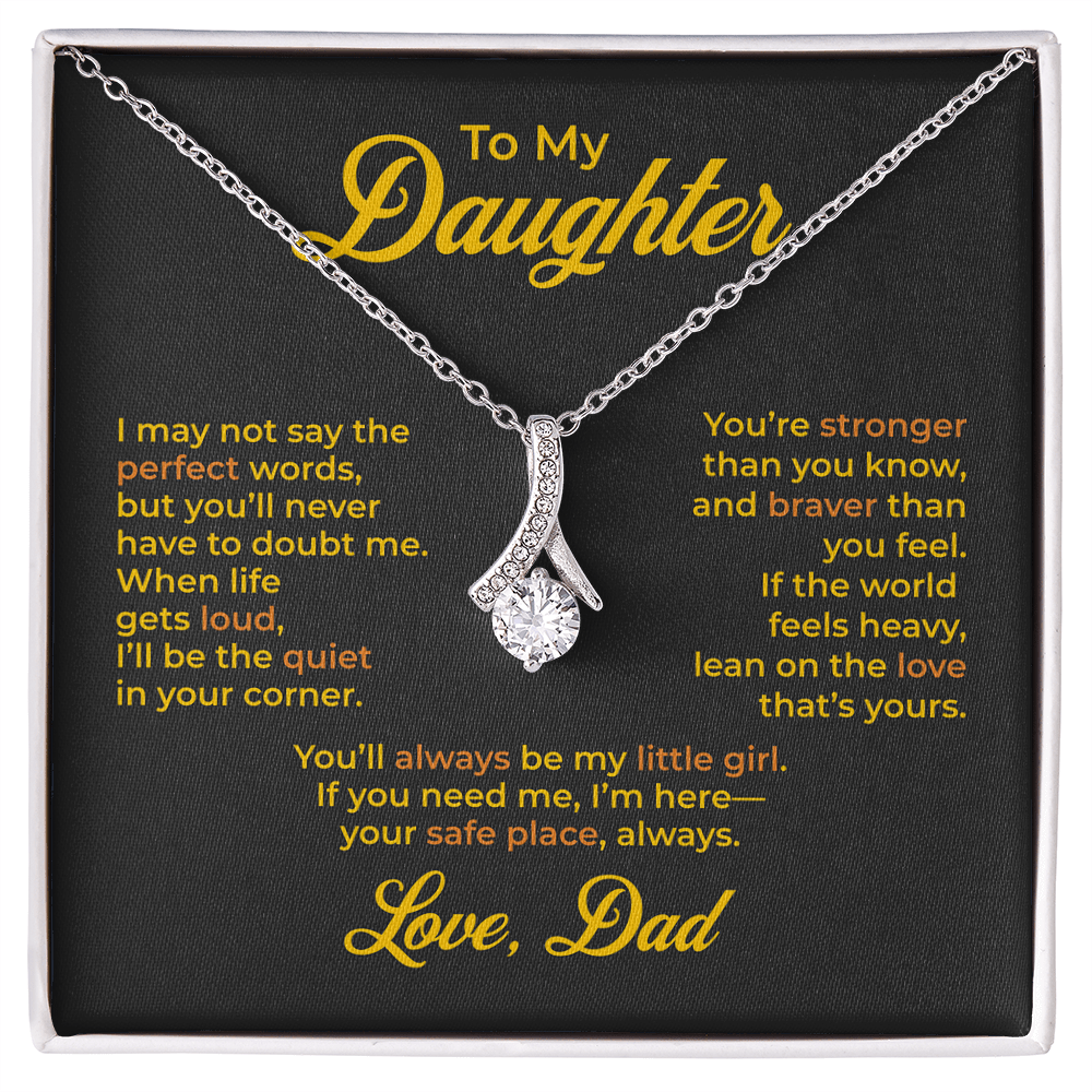 ShineOn Fulfillment Jewelry 14k White Gold Finish / Standard Box To My Daughter – Alluring Beauty Necklace - GHR1198