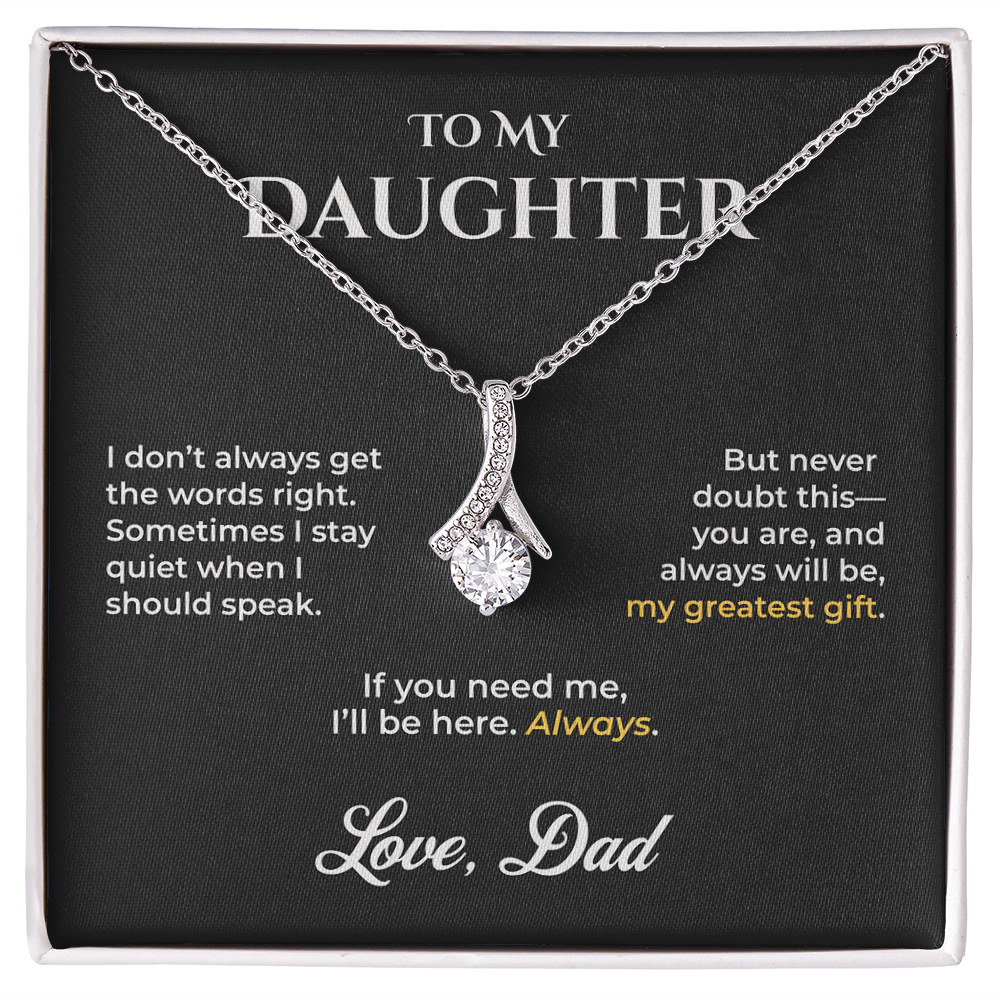 ShineOn Fulfillment Jewelry 14k White Gold Finish / Standard Box To My Daughter - Alluring Beauty Necklace - GHR1199