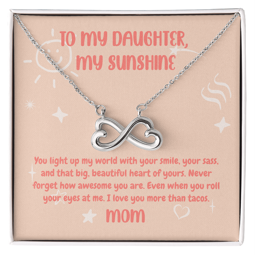 ShineOn Fulfillment Jewelry 14k White Gold Finish / Standard Box To My Daughter, My Sunshine - Endless Love Necklace - GHR1158