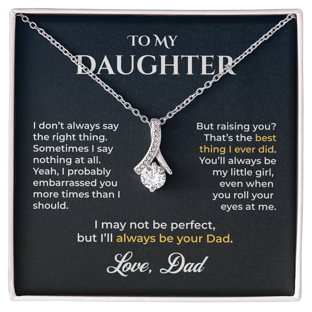 ShineOn Fulfillment Jewelry 14k White Gold Finish / Standard Box To My Daughter Necklace – GHR1203