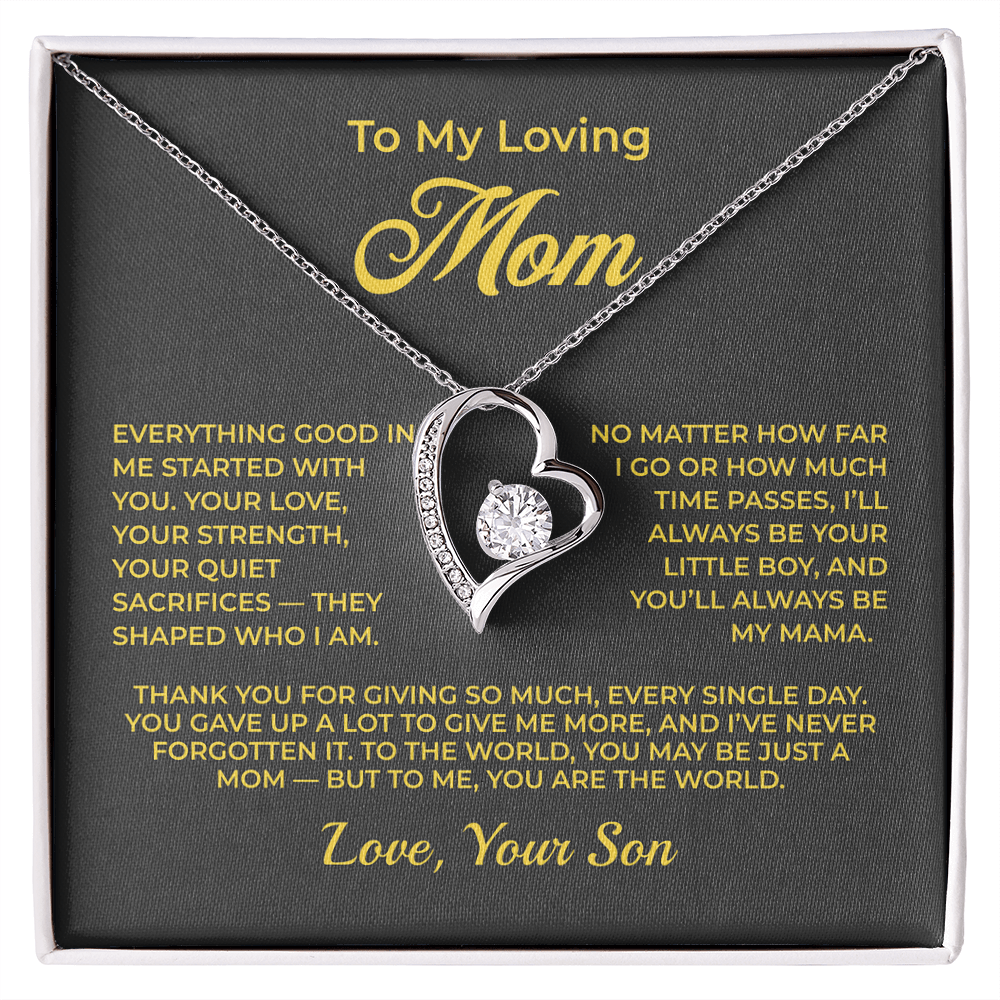 ShineOn Fulfillment Jewelry 14k White Gold Finish / Standard Box To My Loving Mom - Forever Love Necklace - GHR1150