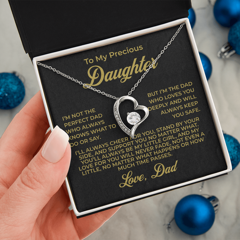 ShineOn Fulfillment Jewelry 14k White Gold Finish / Standard Box To My Precious Daughter - Forever Love Necklace - GHR1087