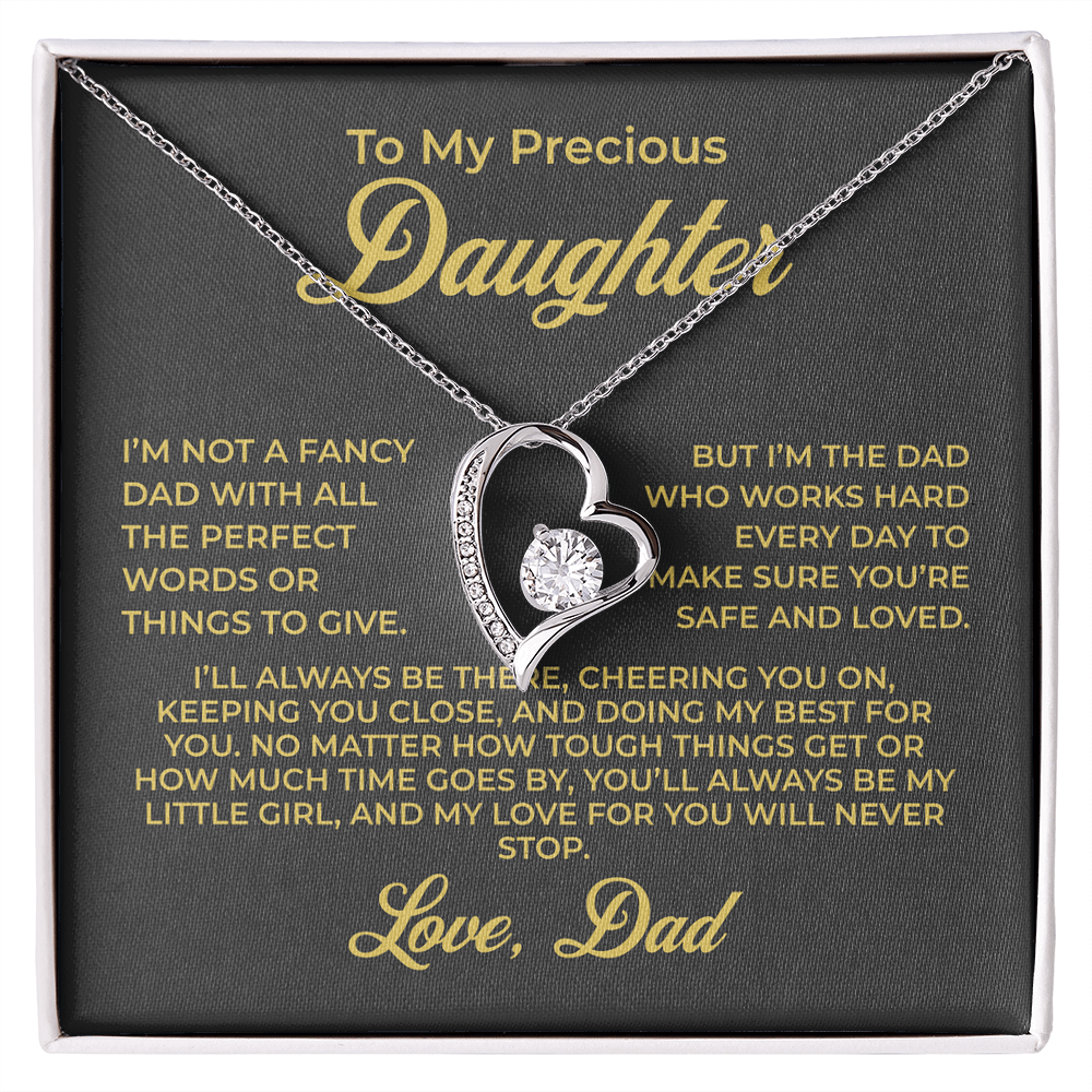 ShineOn Fulfillment Jewelry 14k White Gold Finish / Standard Box To My Precious Daughter - Forever Love Necklace - GHR1091