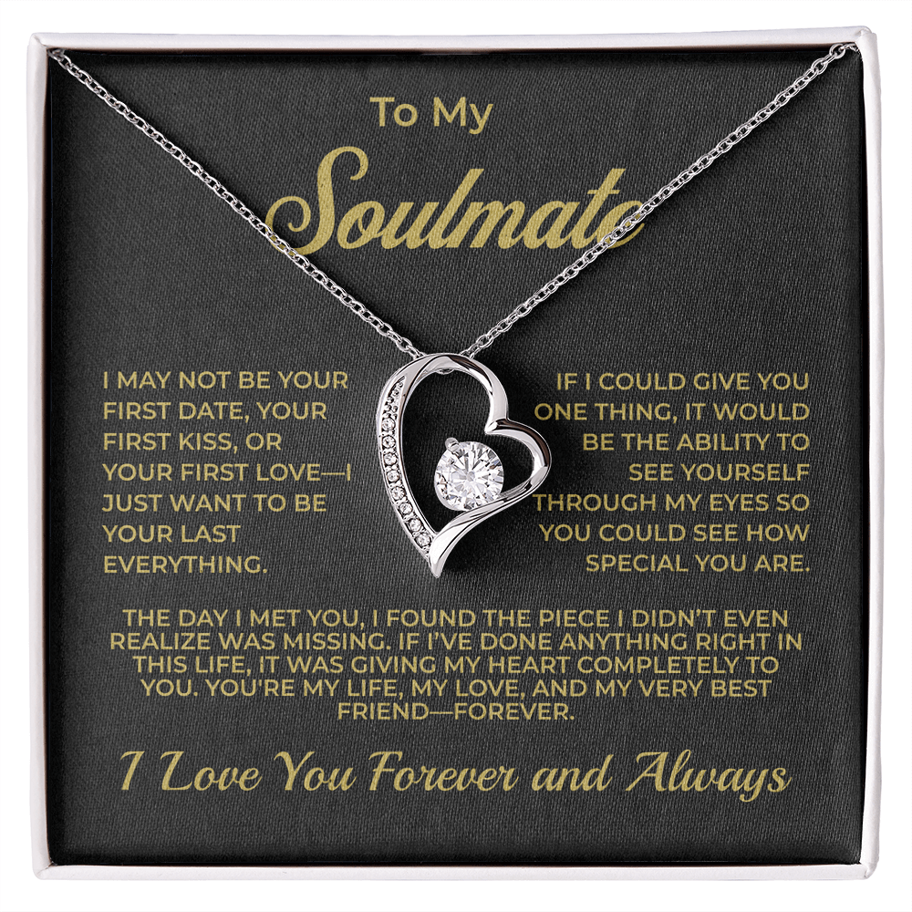 ShineOn Fulfillment Jewelry 14k White Gold Finish / Standard Box To My Soulmate - Forever Love Necklace