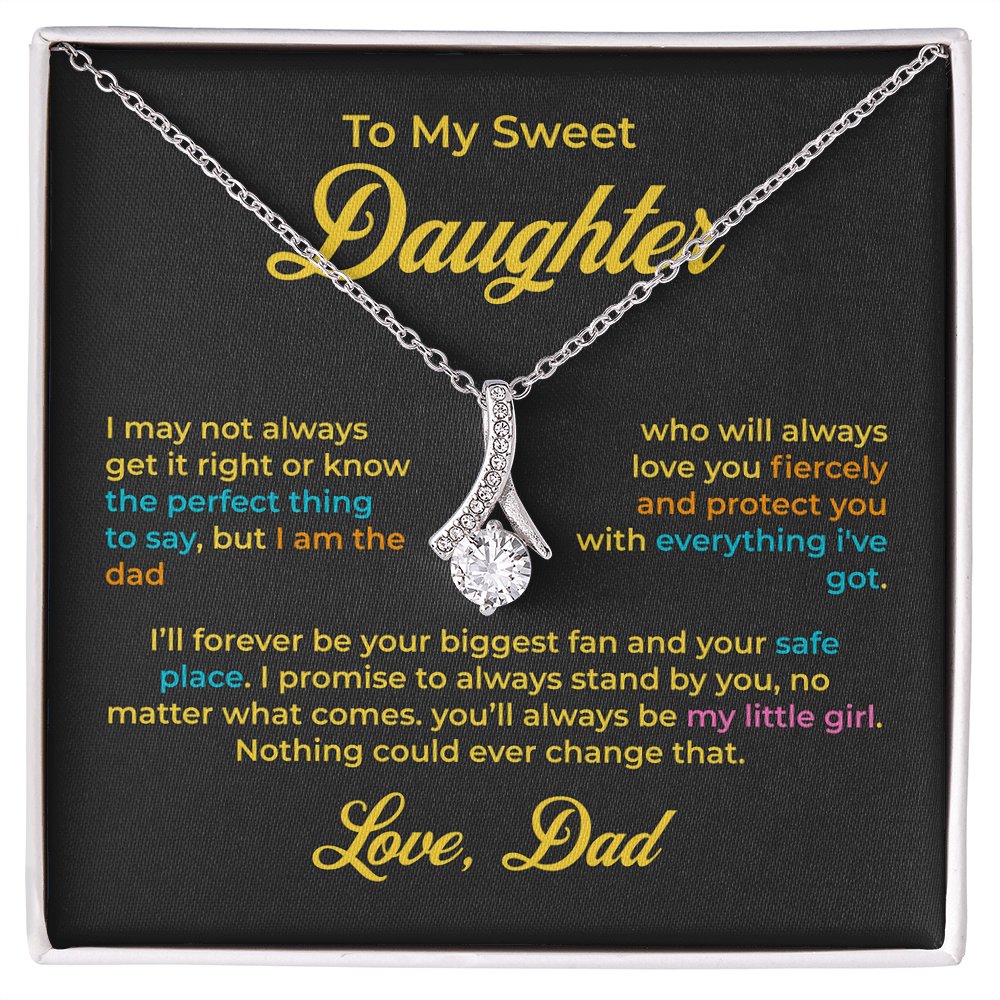 ShineOn Fulfillment Jewelry 14k White Gold Finish / Standard Box To My Sweet Daughter - Alluring Beauty Necklace - GHR1190