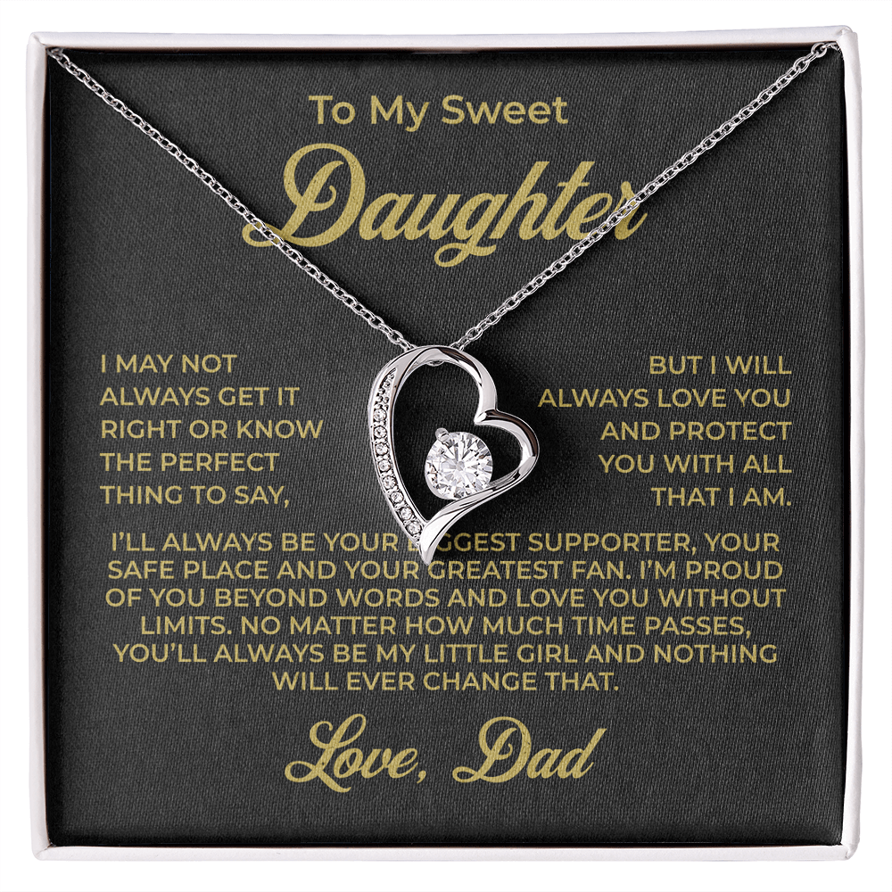 ShineOn Fulfillment Jewelry 14k White Gold Finish / Standard Box To My Sweet Daughter - Forever Love Necklace - GHR1075