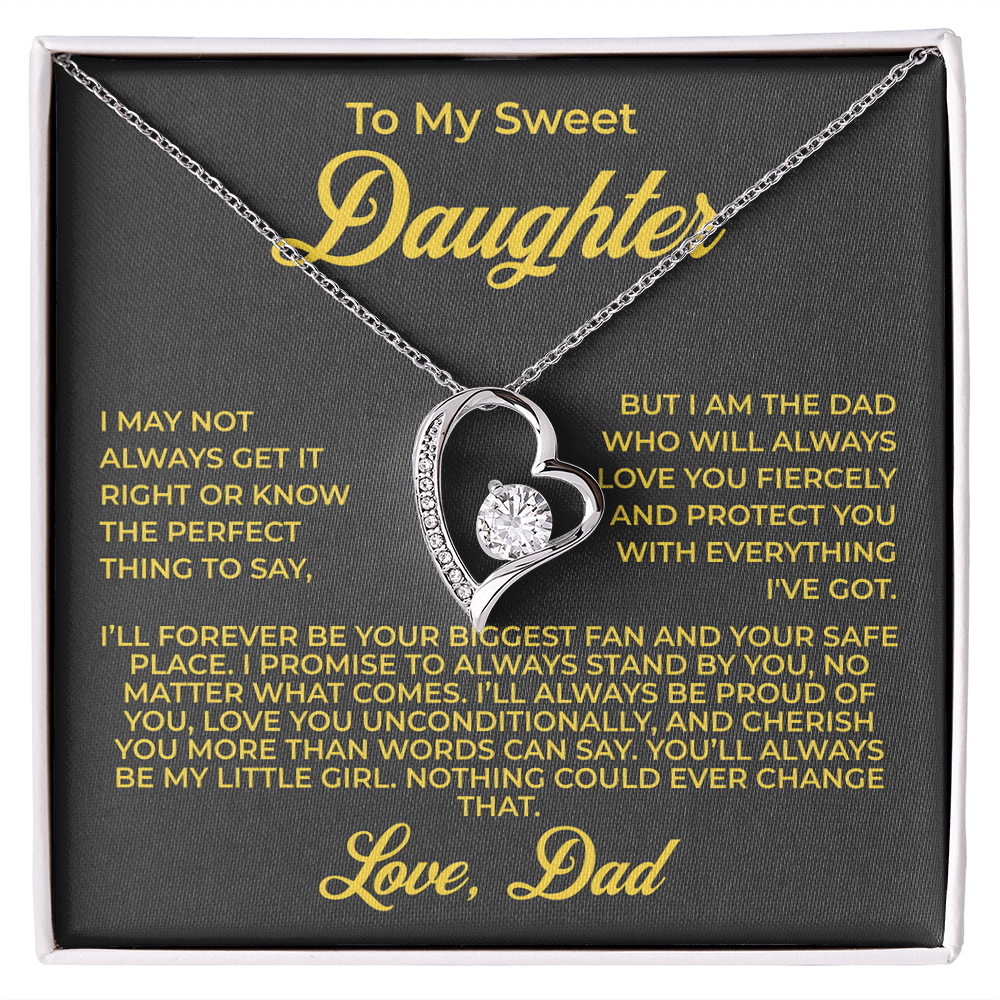 ShineOn Fulfillment Jewelry 14k White Gold Finish / Standard Box To My Sweet Daughter - Forever Love Necklace - GHR1108