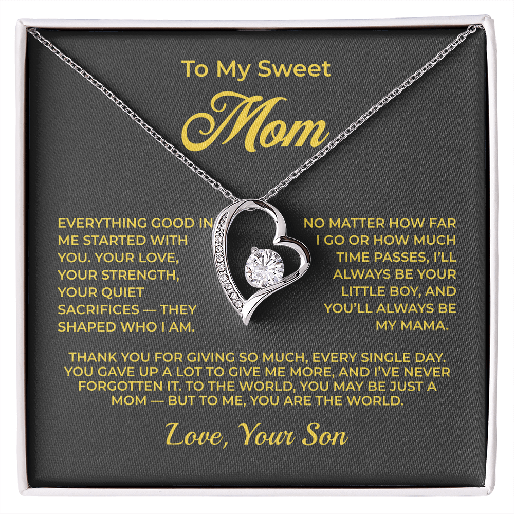 ShineOn Fulfillment Jewelry 14k White Gold Finish / Standard Box To My Sweet Mom - Forever Love Necklace - GHR1098