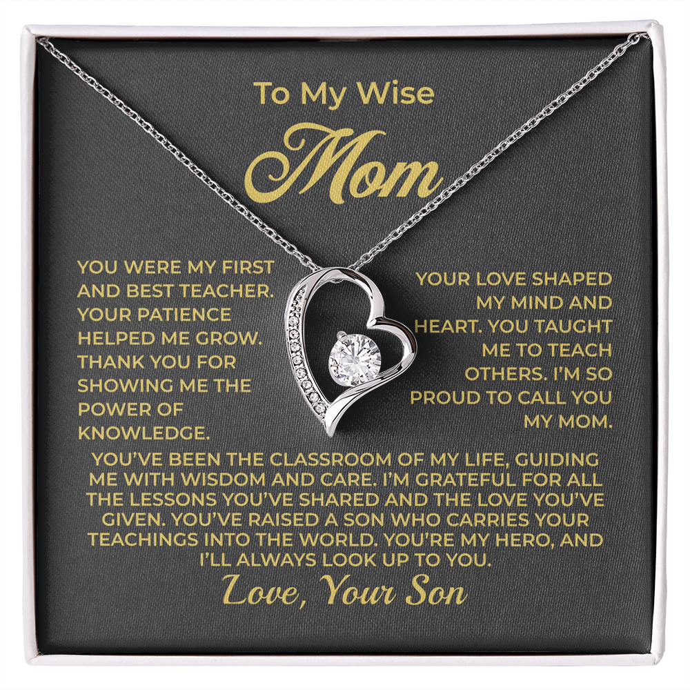 ShineOn Fulfillment Jewelry 14k White Gold Finish / Standard Box To My Wise Mom - Forever Love Necklace - GHR1094