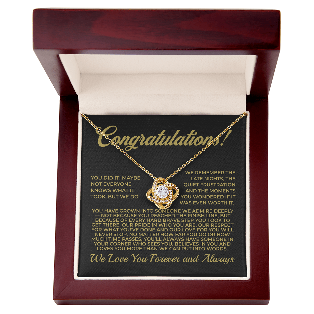 ShineOn Fulfillment Jewelry 18K Yellow Gold Finish / Luxury Box Congratulations from Us! - Love-knot Necklace - GHR1082