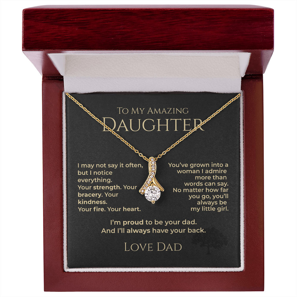 ShineOn Fulfillment Jewelry 18K Yellow Gold Finish / Luxury Box To My Amazing Daughter - Alluring Beauty Necklace - GHR1188
