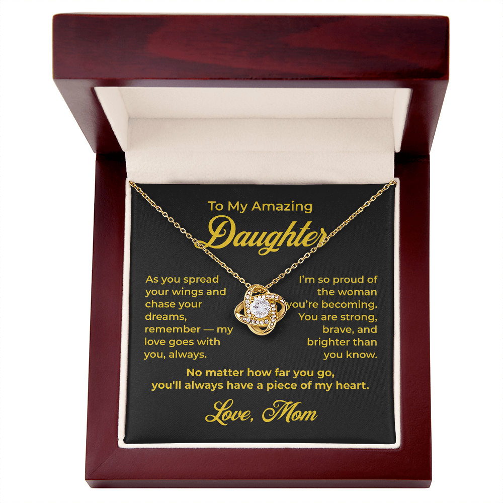 ShineOn Fulfillment Jewelry 18K Yellow Gold Finish / Luxury Box To My Amazing Daughter - Love Knot Necklace - GHR1185