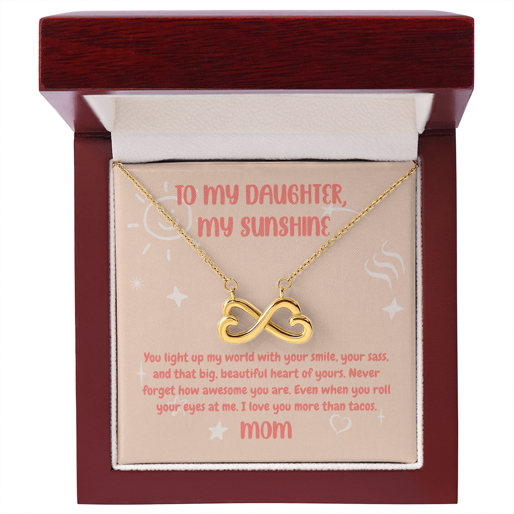 ShineOn Fulfillment Jewelry 18k Yellow Gold Finish / Luxury Box To My Daughter, My Sunshine - Endless Love Necklace - GHR1158