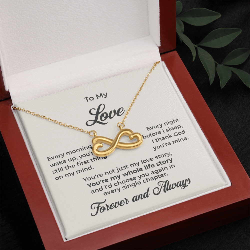 ShineOn Fulfillment Jewelry 18k Yellow Gold Finish / Luxury Box To My Love - Endless Love Necklace - GHR1159