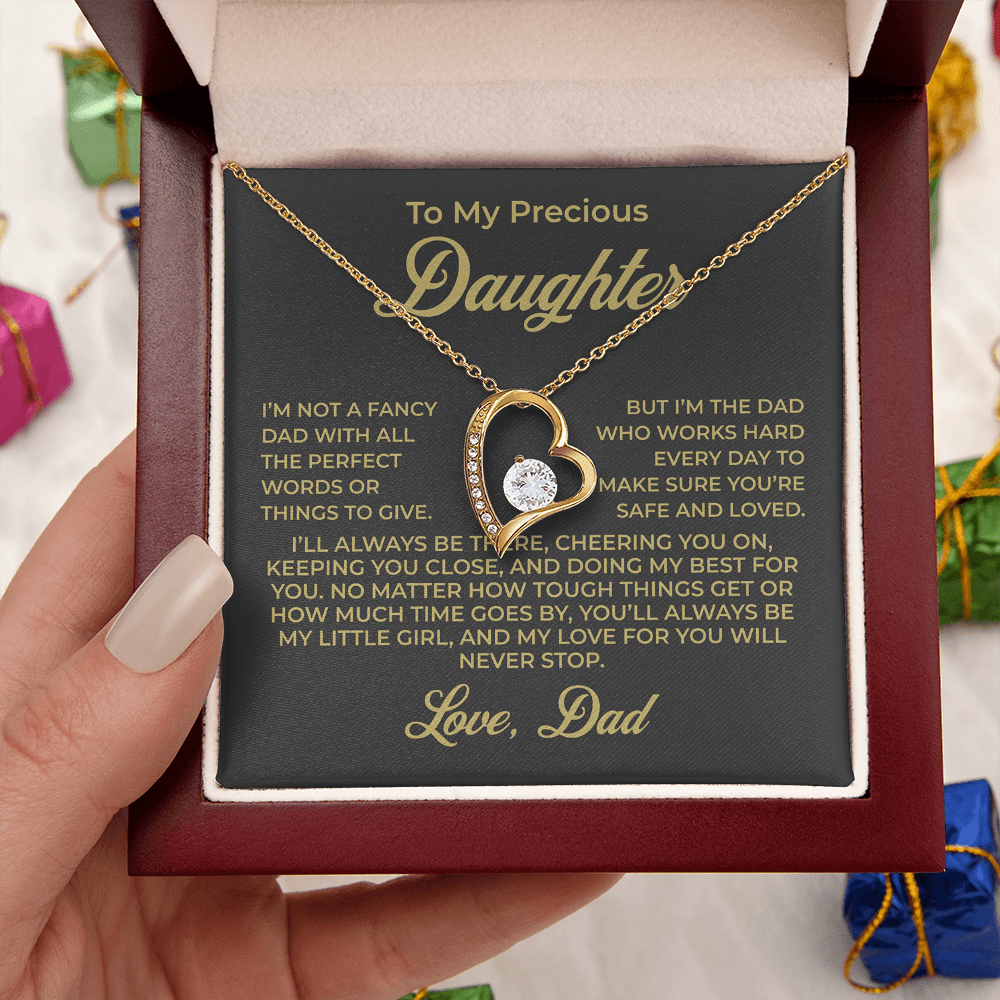 ShineOn Fulfillment Jewelry 18k Yellow Gold Finish / Luxury Box To My Precious Daughter - Forever Love Necklace - GHR1089