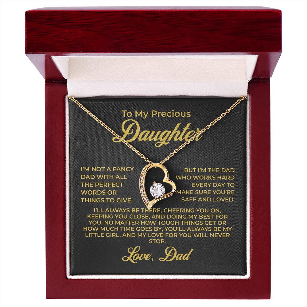 ShineOn Fulfillment Jewelry 18k Yellow Gold Finish / Luxury Box To My Precious Daughter - Forever Love Necklace - GHR1091