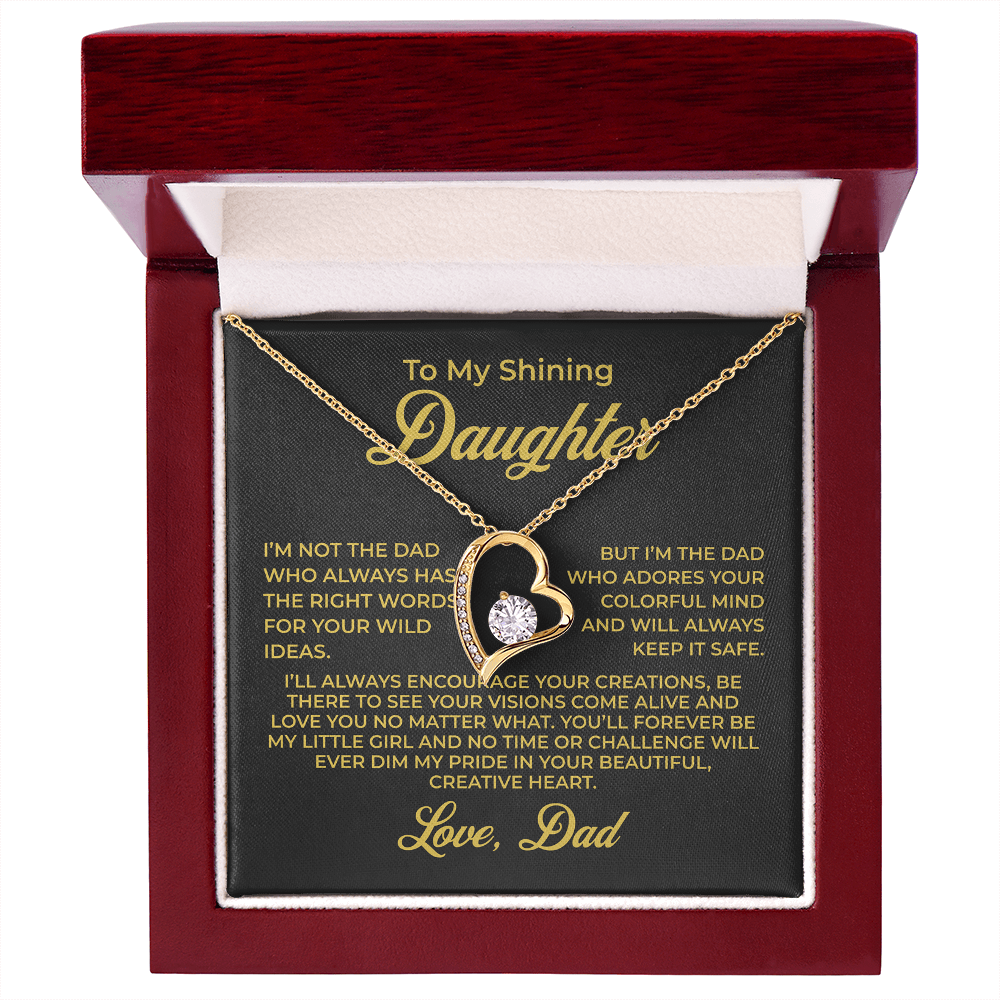 ShineOn Fulfillment Jewelry 18k Yellow Gold Finish / Luxury Box To My Shining Daughter - Forever Love Necklace - GHR1095