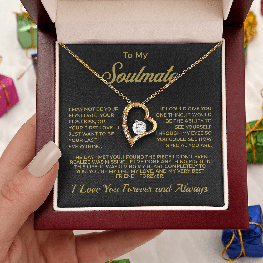 ShineOn Fulfillment Jewelry 18k Yellow Gold Finish / Luxury Box To My Soulmate - Forever Love Necklace