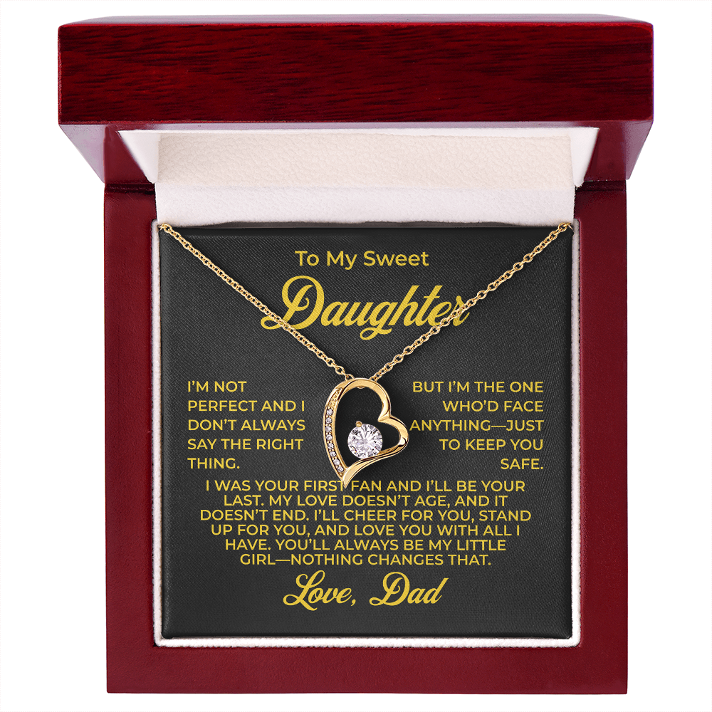 ShineOn Fulfillment Jewelry 18k Yellow Gold Finish / Luxury Box To My Sweet Daughter - Forever Love Necklace - GHR1099