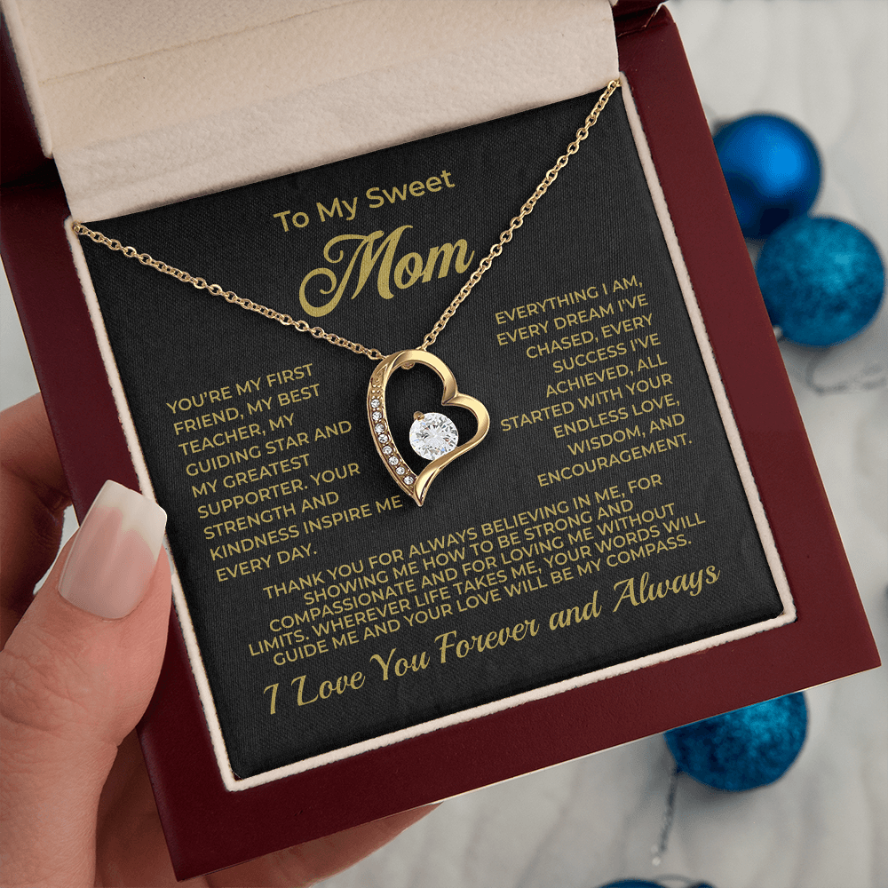 ShineOn Fulfillment Jewelry 18k Yellow Gold Finish / Luxury Box To My Sweet Mom - Forever Love Necklace