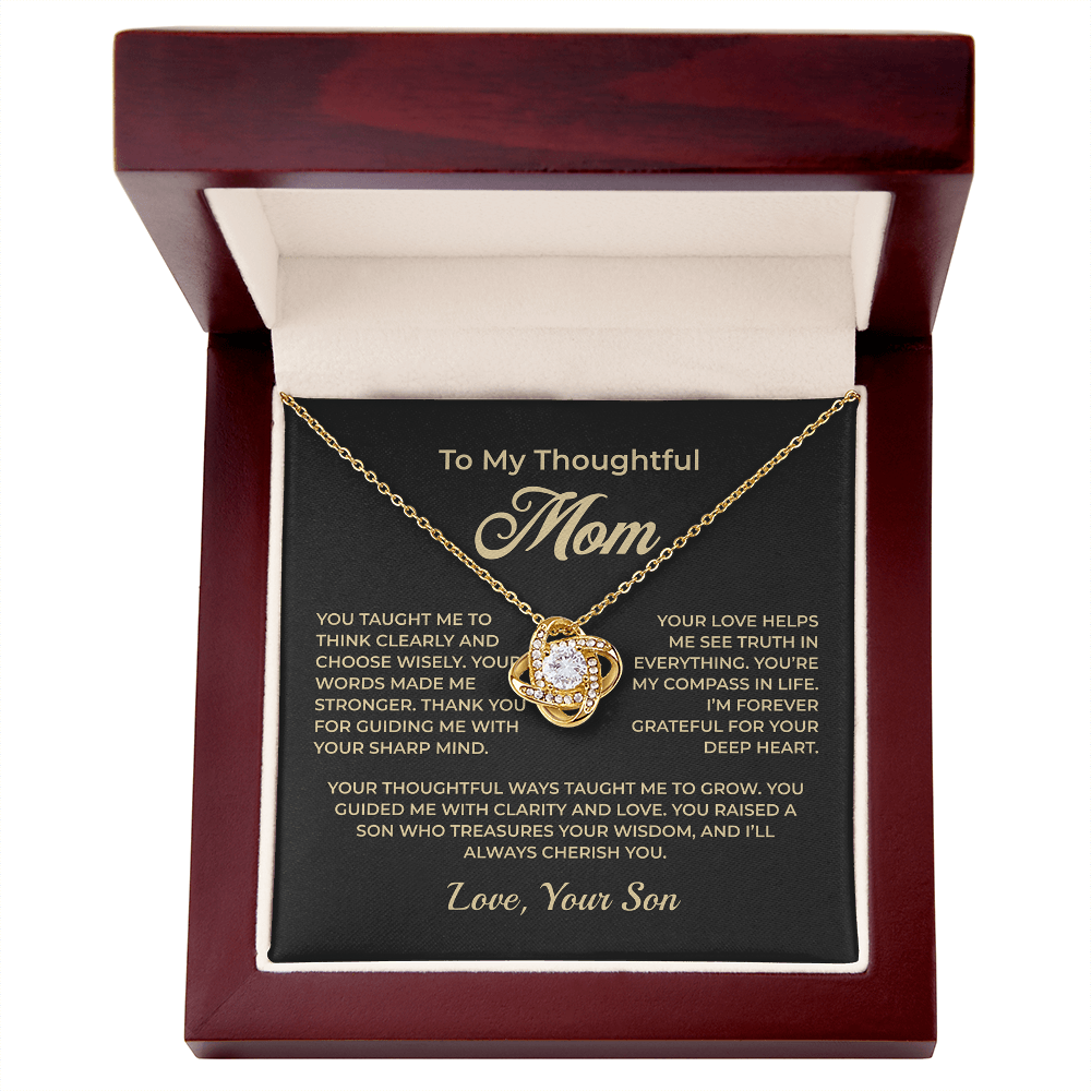 ShineOn Fulfillment Jewelry 18K Yellow Gold Finish / Luxury Box To My Thoughtful Mom - Love Knot Necklace - GHR1154