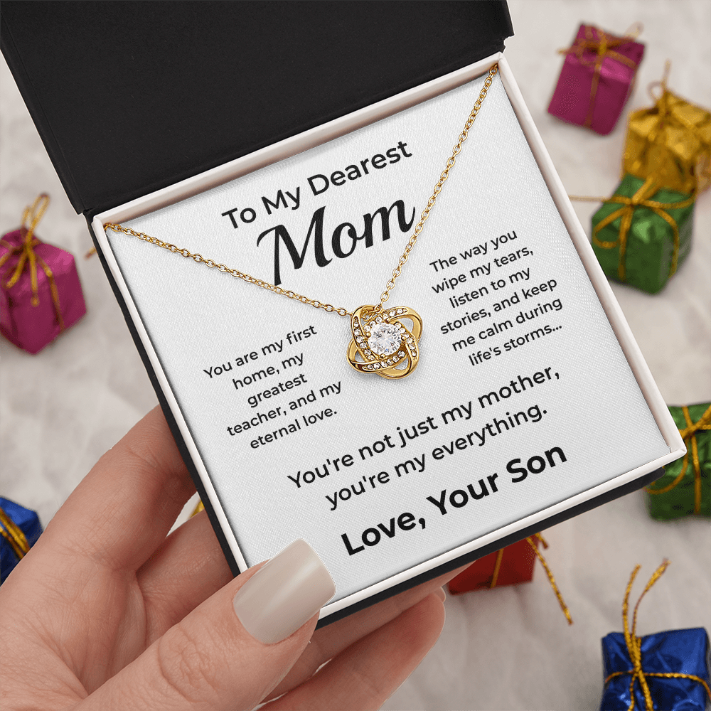 ShineOn Fulfillment Jewelry 18K Yellow Gold Finish / Standard Box To Mom From Son - Love-Knot Necklace
