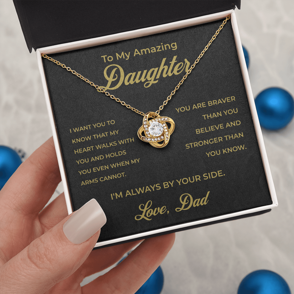 ShineOn Fulfillment Jewelry 18K Yellow Gold Finish / Standard Box To My Amazing Daughter From Dad - Black Love-knot Necklace