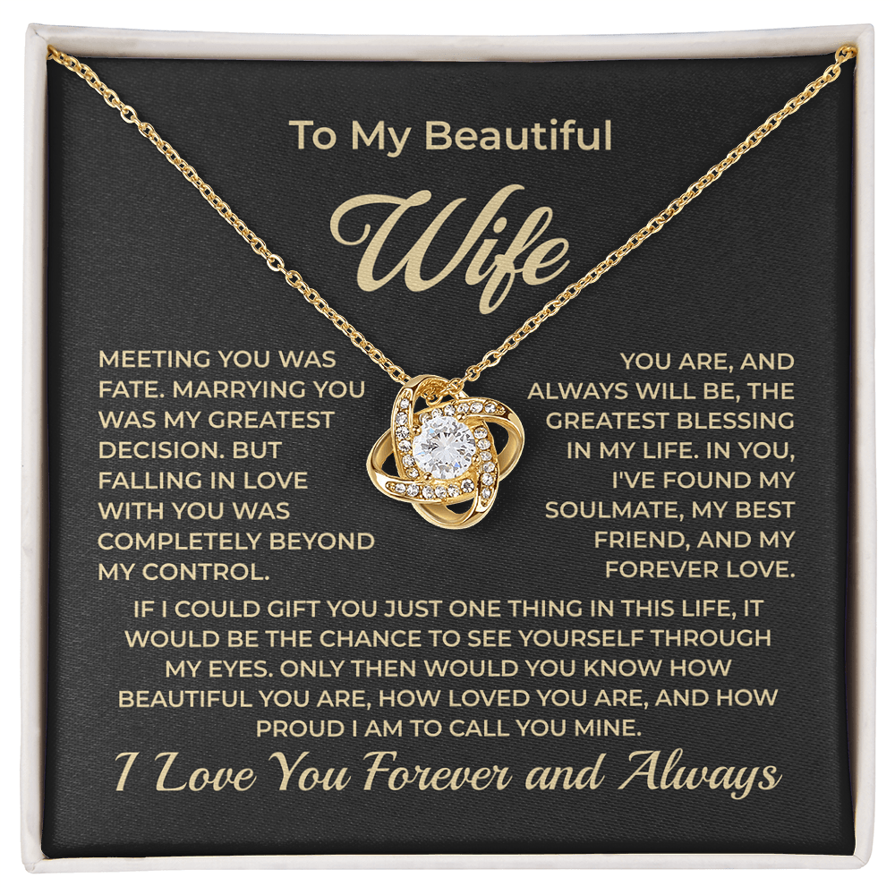ShineOn Fulfillment Jewelry 18K Yellow Gold Finish / Standard Box To My Beautiful Wife - Love Knot Necklace - GHR1152
