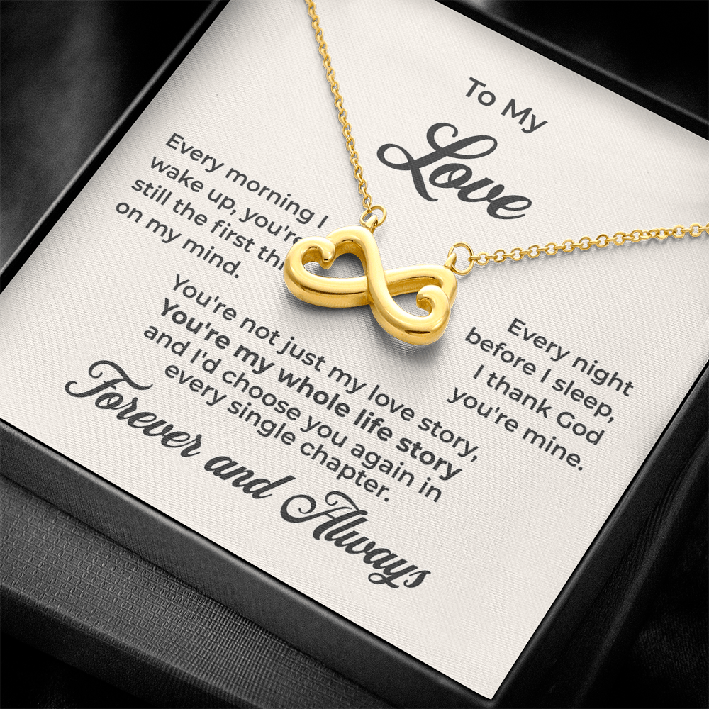 ShineOn Fulfillment Jewelry 18k Yellow Gold Finish / Standard Box To My Love - Endless Love Necklace - GHR1159