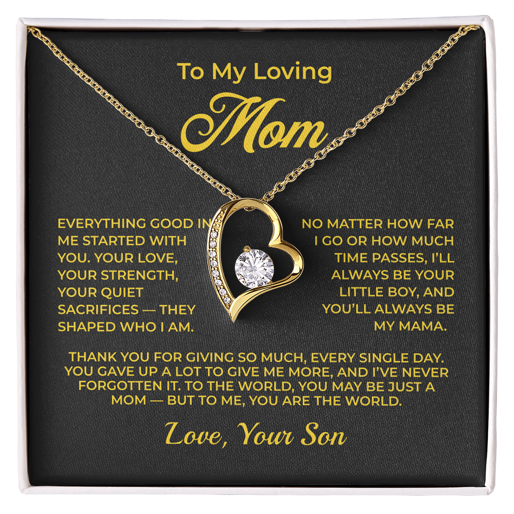 ShineOn Fulfillment Jewelry 18k Yellow Gold Finish / Standard Box To My Loving Mom - Forever Love Necklace - GHR1150