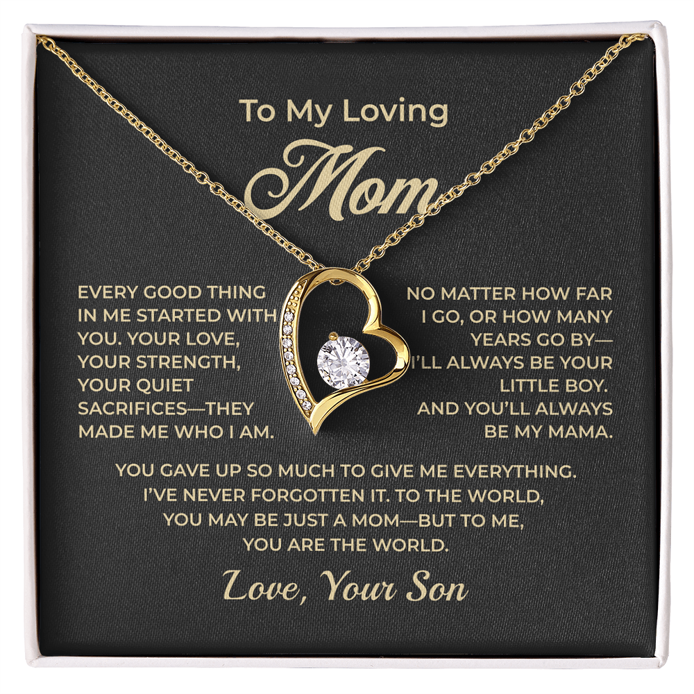 ShineOn Fulfillment Jewelry 18k Yellow Gold Finish / Standard Box To My Loving Mom – From Son – Forever Love Necklace - GHR1153