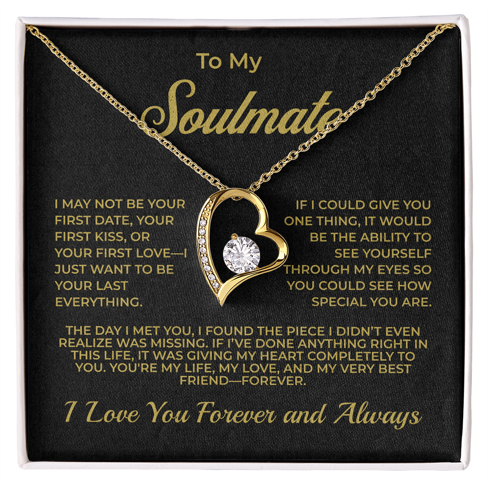 ShineOn Fulfillment Jewelry 18k Yellow Gold Finish / Standard Box To My Soulmate - Forever Love Necklace