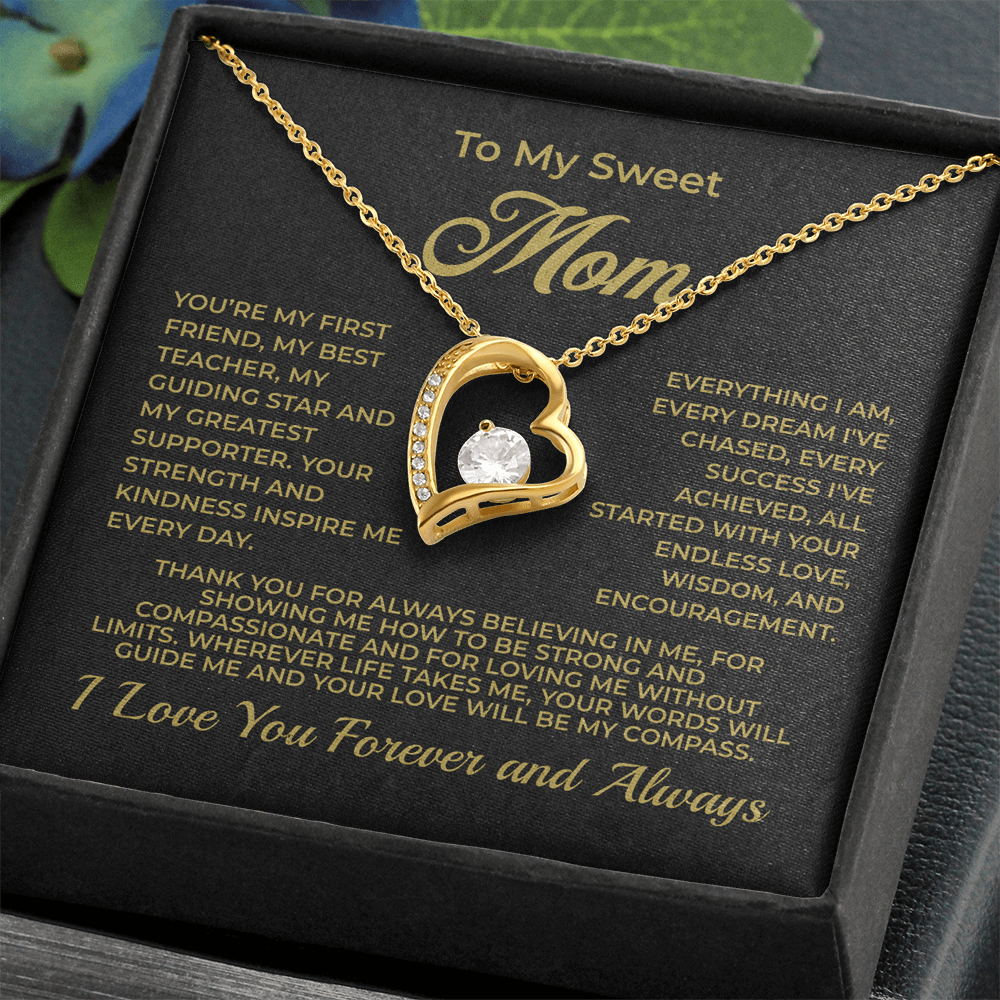 ShineOn Fulfillment Jewelry 18k Yellow Gold Finish / Standard Box To My Sweet Mom - Forever Love Necklace