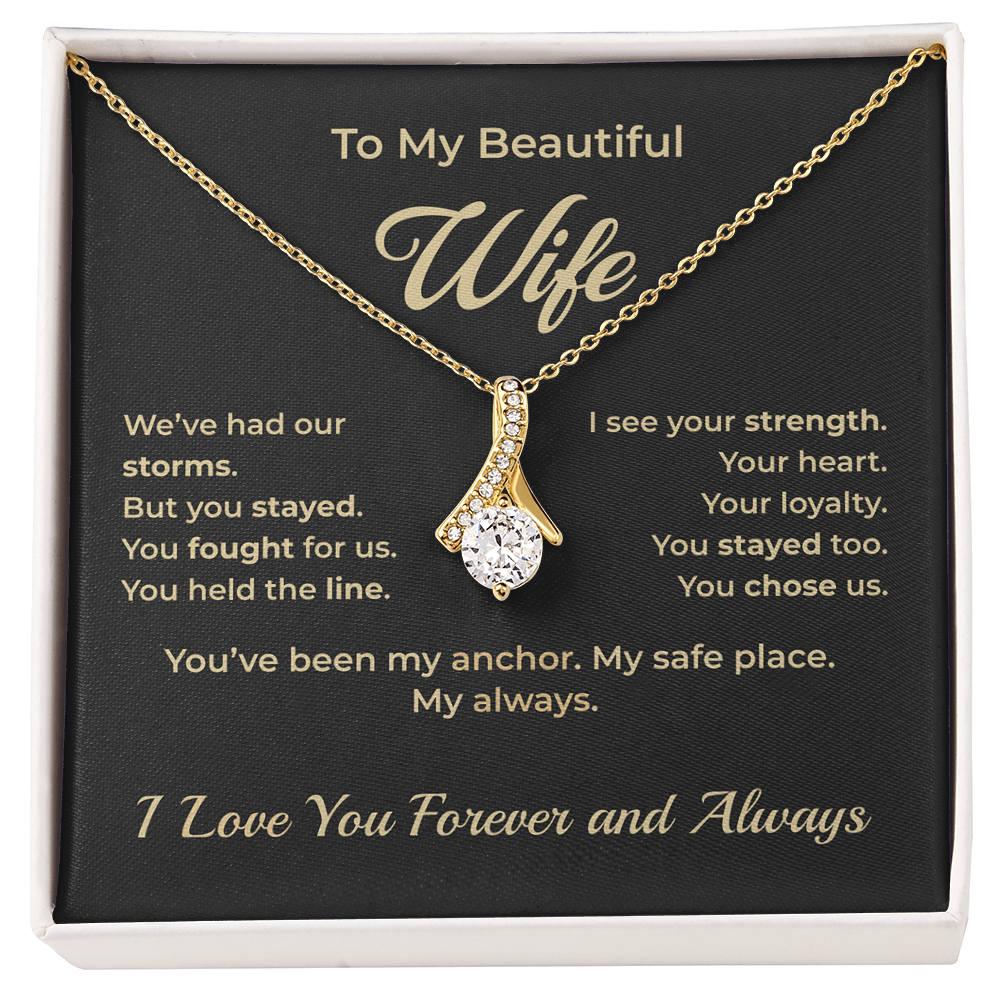 ShineOn Fulfillment Jewelry 18K Yellow Gold Finish / Standard Box To My Wife – Alluring Beauty Necklace - GHR1187